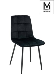 SCAUN DINING CARLO, DIN METAL SI CATIFEA, NEGRU, STIL MODERN