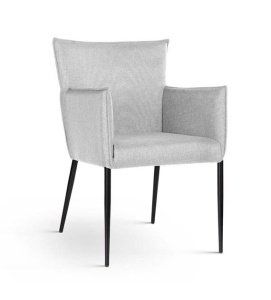 SCAUN DINING CASCADA, GRI/NEGRU, TAPITERIE DIN STOFA SI PICIOARE DIN METAL, STIL MODERN