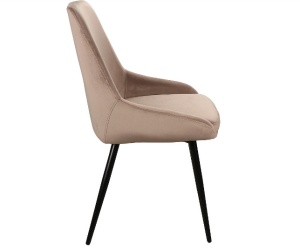 SCAUN DINING COBE, BEJ INCHIS BLUVEL 40/NEGRU MAT, TAPITERIE DIN CATIFEA SI PICIOARE DIN METAL, STIL MODERN - Img 4