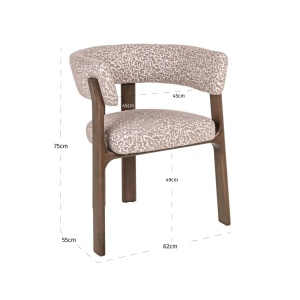 SCAUN DINING CONTIGO NATURAL GEO, 214062, CONFECTIONAT DIN POLIESTER, LEMN MASIV SI SPUMA, BEJ/MARO, STIL MODERN - Img 2
