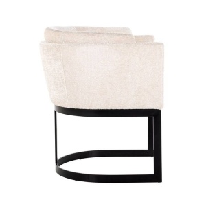 SCAUN DINING EMERSON, ALB/NEGRU, TAPITERIE DIN TESATURA CHENILLE SI PICIOARE DIN METAL, STIL MODERN B2 - Img 7