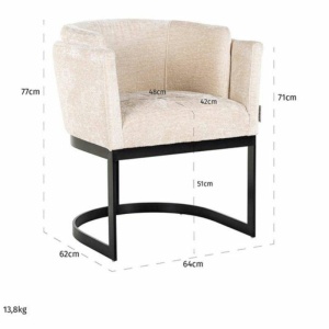 SCAUN DINING EMERSON, ALB/NEGRU, TAPITERIE DIN TESATURA CHENILLE SI PICIOARE DIN METAL, STIL MODERN B2 - Img 8