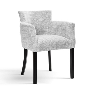 SCAUN DINING FARO,CU BRATE, GRI/NEGRU, TAPITERIE DIN STOFA SI PICIOARE DIN LEMN, STIL MODERN
