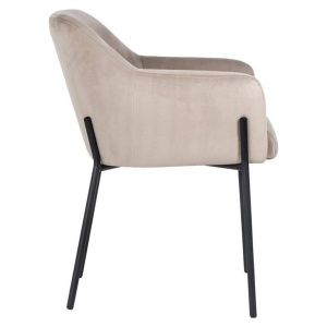 SCAUN DINING FAY, KHAKI/NEGRU, TAPITERIE DIN CATIFEA SI PICIOARE DIN METAL, STIL MODERN B2 - Img 6