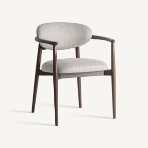 SCAUN DINING HARI, REALIZAT DIN LEMN DE FRASIN SI TEXTIL, CULOARE BEJ/GRI, REALIZAT MANUAL, VICAL HOME