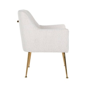 SCAUN DINING HARPER, ALB/AURIU, TAPITERIE DIN TEXTIL PLUSAT SI PICIOARE DIN METAL, STIL MODERN B2 - Img 5