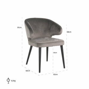 SCAUN DINING INDIGO, GRI/NEGRU, TAPITERIE DIN CATIFEA SI PICIOARE DIN LEMN DE FAG, STIL MODERN B2 - Img 6