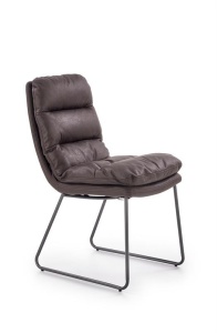 SCAUN DINING K320 GRI INCHIS TAPITERIE PIELE ECOLOGICA STIL MODERN HALMAR - Img 1