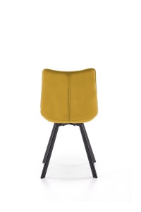SCAUN DINING K332, GALBEN MUSTAR/NEGRU, CU TAPITERIE DIN CATIFEA SI PICIOARE DIN METAL, STIL MODERN - Img 2