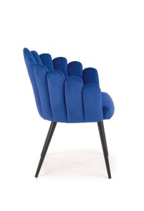 SCAUN DINING K410, ALBASTRU/NEGRU, CU TAPITERIE DIN CATIFEA SI PICIOARE DIN METAL, STIL MODERN - Img 3