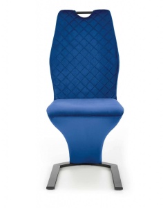 SCAUN DINING K442, ALBASTRU/NEGRU, CU TAPITERIE DIN CATIFEA SI PICIOARE DIN METAL, STIL MODERN - Img 6