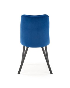 SCAUN DINING K450, ALBASTRU/NEGRU, CU TAPITERIE DIN CATIFEA SI PICIOARE DIN METAL, STIL MODERN - Img 5
