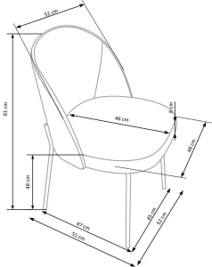 SCAUN DINING K451, NUC/GRI/NEGRU, DIN FURNIR, STOFA SI PICIOARE DIN METAL, STIL CLASIC - Img 6