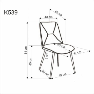 SCAUN DINING K539, BEJ/NEGRU, TAPITERIE DIN CATIFEA SI PICIOARE DIN METAL, STIL MODERN - Img 2