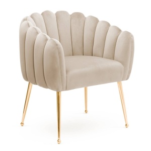 SCAUN DINING LILI, BEJ/AURIU, STIL MODERN, CONFECTIONAT DIN METAL SI CATIFEA