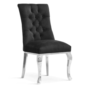 SCAUN DINING LORD GLAMOUR, NEGRU/CROM, STIL CLASIC