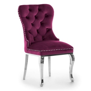 SCAUN DINING MADAME GLAMOUR, BORDO/CROM, STIL CLASIC