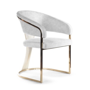 SCAUN DINING MARCILLE 3, GRI/AURIU, TAPITERIE DIN CATIFEA SI PICIOARE DIN METAL, STIL MODERN