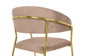 SCAUN DINING MARGO, KHAKI/AURIU, DIN CATIFEA SI METAL, STIL MODERN - Img 6