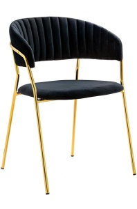 SCAUN DINING MARGO, NEGRU/AURIU, DIN CATIFEA SI METAL, STIL MODERN