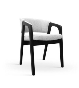 SCAUN DINING MEGGY, ALB/NEGRU, TAPITERIE DIN STOFA FINA SI PICIOARE DIN LEMN, STIL MODERN, ATR