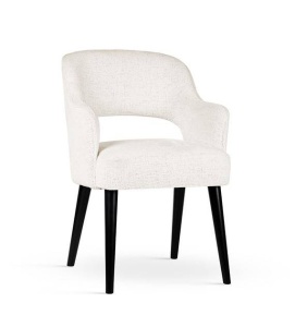 SCAUN DINING MERCY SUPREME, ALB/NEGRU, TAPITERIE DIN STOFA FINA SI PICIOARE DIN LEMN, STIL MODERN