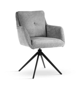 SCAUN DINING MONICA, GRI/NEGRU, TAPITERIE DIN STOFA SI PICIOARE DIN METAL, STIL MODERN
