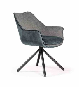 SCAUN DINING MONTREAL, GRI/BLEUMARIN/NEGRU, TAPITERIE DIN STOFA SI CATIFEA SI PICIOARE DIN METAL, STIL MODERN, ATR
