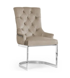 SCAUN DINING PARMA, BEJ/CROM, STIL MODERN