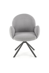 SCAUN DINING PIVOTANT K498, GRI/NEGRU, TAPITERIE BOUCLE SI PICIOARE DIN METAL, STIL MODERN - Img 4