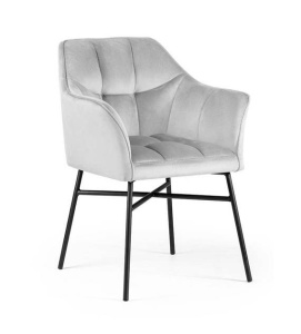 SCAUN DINING RIMINI, ARGINTIU/NEGRU, TAPITERIE DIN CATIFEA, STIL MODERN, ATR