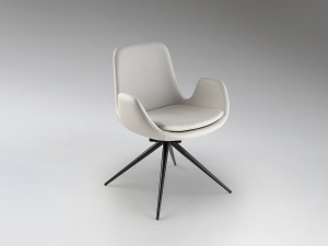 SCAUN DINING ROTATIV, DIN METAL SI TEXTIL, ZUNA, DE CULOARE ALB/GALBUI, DESIGN MODERN, SCHULLER