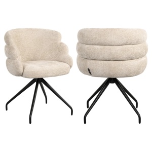 SCAUN DINING ROTATIV KAYLA, REALIZAT DIN METAL, LEMN DE FAG SI TEXTIL, CULOARE CREM, DESIGN DEOSEBIT, RICHMOND INTERIORS - Img 2