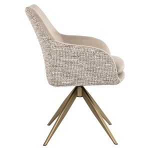 SCAUN DINING ROTATIV LISONNE, REALIZAT DIN METAL SI TEXTIL, CULOARE CREM, DESIGN DEOSEBIT, RICHMOND INTERIORS - Img 4