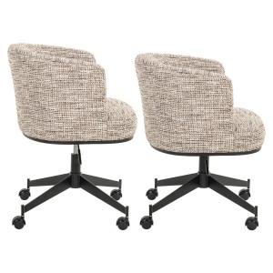 SCAUN DINING ROTATIV ROCHENNE, REALIZAT DIN METAL, LEMN DE FAG SI TEXTIL, CULOARE CREM/MARO, DESIGN DEOSEBIT, RICHMOND INTERIORS - Img 3