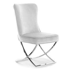 SCAUN DINING SCARLET, GRI/CROM, TAPITERIE DIN CATIFEA SI PICIOARE DIN METAL, STIL MODERN