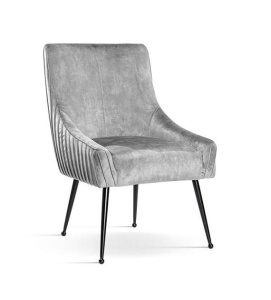 SCAUN DINING SIZAR 2, GRI/NEGRU, TAPITERIE DIN CATIFEA SI PICIOARE DIN METAL, STIL MODERN