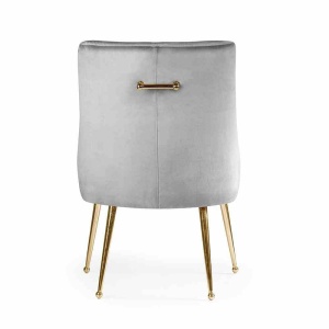 SCAUN DINING SIZAR, GRI/AURIU, TAPITERIE DIN CATIFEA SI PICIOARE DIN METAL, STIL MODERN - Img 3