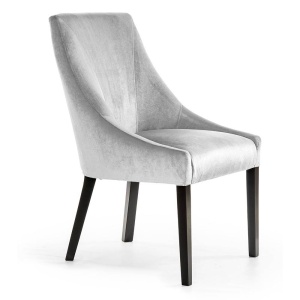 SCAUN DINING SORRO, GRI/NEGRU, TAPITERIE DIN CATIFEA SI PICIOARE DIN LEMN, STIL MODERN,