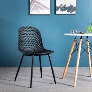 SCAUN DINING/TERASA CHIPS, NEGRU MAT, DIN POLIPROPILENA, STIL MODERN