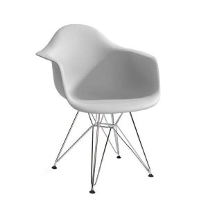 SCAUN DINING/TERASA DAR, GRI DESCHIS/CROM, DIN POLIPROPILENA SI METAL, STIL MODERN B2