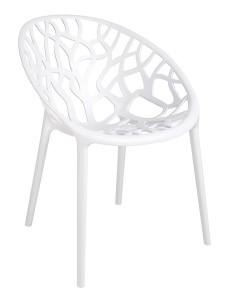 SCAUN DINING/TERASA KORAL, ALB MAT, DIN POLIPROPILENA, STIL MODERN