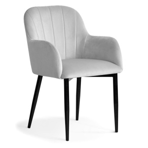 SCAUN DINING TULIP, GRI/NEGRU, CONFECTIONAT DIN TAPITERIE DIN CATIFEA SI PICIOARE DIN METAL, STIL MODERN
