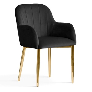 SCAUN DINING TULIP, NEGRU/AURIU, STIL MODERN
