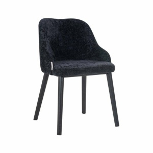 SCAUN DINING TWIGGY, NEGRU/NEGRU, TAPITERIE DIN TESATURA CHENILLE SI PICIOARE DE LEMN, STIL MODERN B2