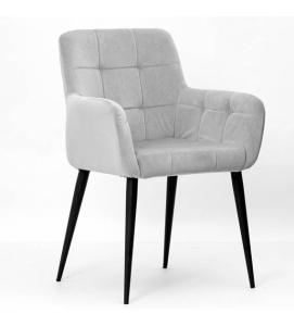 SCAUN DINING VENUS, GRI DESCHIS/NEGRU, TAPITERIE DIN CATIFEA SI PICIOARE DIN METAL, STIL MODERN