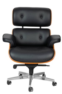 SCAUN DIRECTORIAL LOUNGE GUBERNATOR, NEGRU, PIELE NATURALA SI LEMN DE TRANDAFIR, STIL MODERN - Img 2