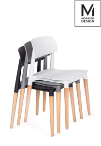 SCAUN ECCO, NEGRU/NATUR, DIN POLIPROPILENA SI LEMN DE FAG, STIL MODERN - Img 3