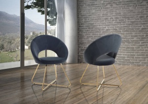 SCAUN/FOTOLIU, EDDA, CADRUL DIN METAL SI CATIFEA GRI, STIL MODERN, COD 4733 - Img 5