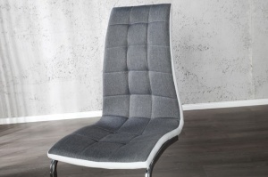 SCAUN LONDON II ALB/GRI 22983 CU TAPITERIE DIN TEXTIL DESIGN MODERN - Img 5